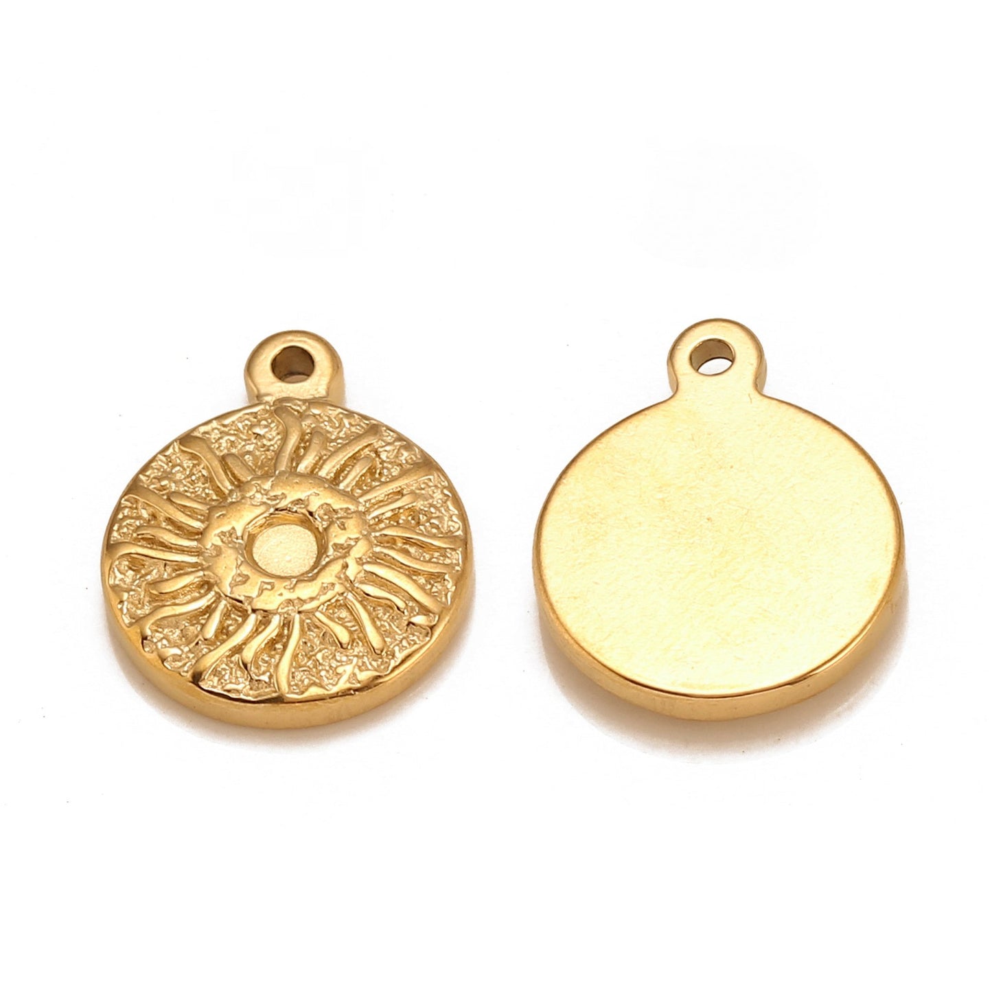Pendentif rond en acier inoxydable en forme de soleil