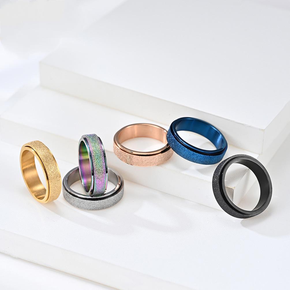 Stainless Steel Frosted Spinner Ring