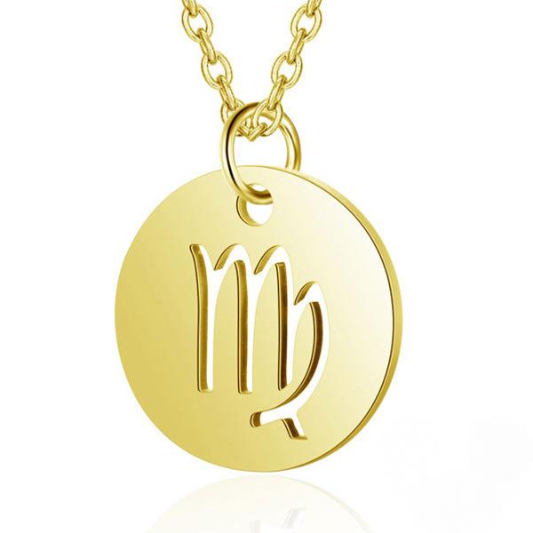 Hollow Round Pendant Zodiac Necklace