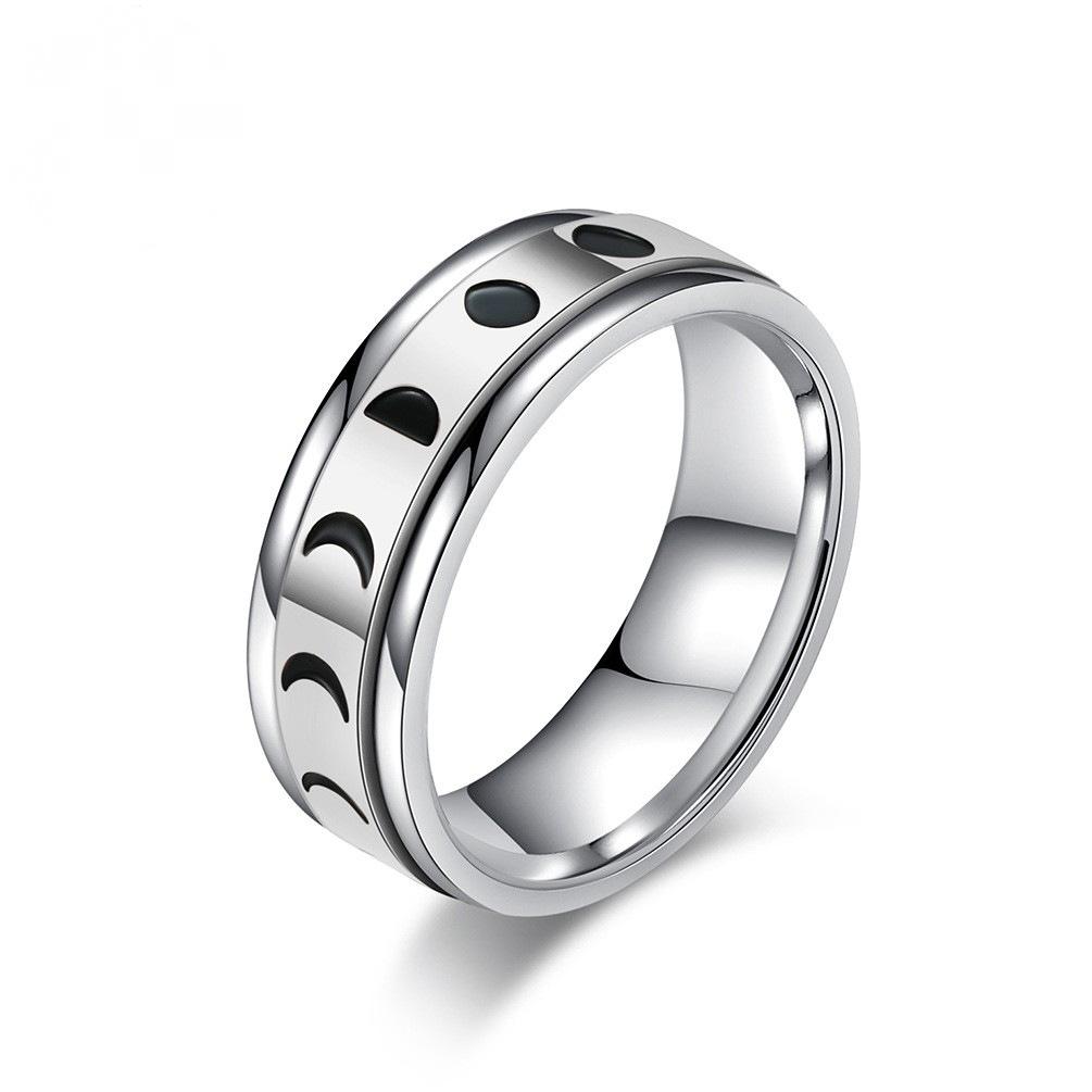 Solar Eclipse Stainless Steel Spinner Ring