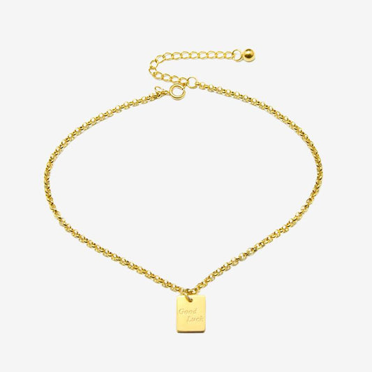 LUCKY English Letters 18K Gold PVD Stainless Steel Anklet