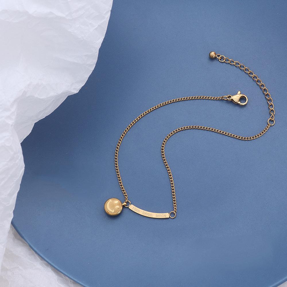 18K Gold PVD Smiley Face Chain Stainless Steel Anklet