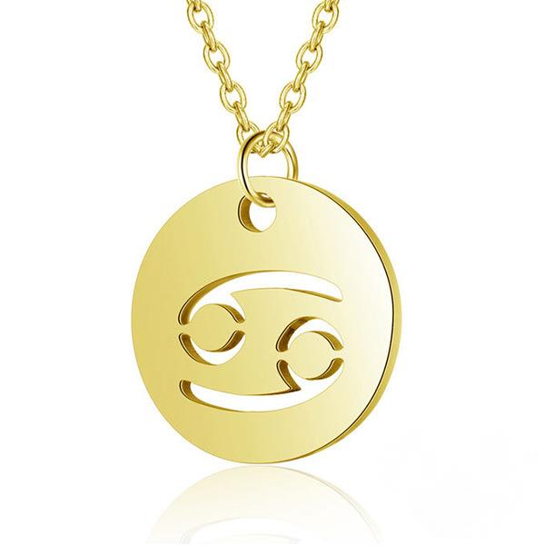 Hollow Round Pendant Zodiac Necklace