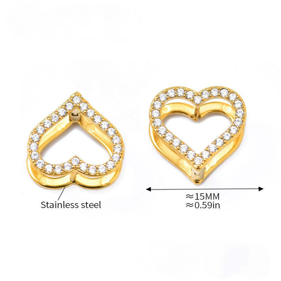 Stainless Steel Heart Double Sided Cubic Zirconia Earrings