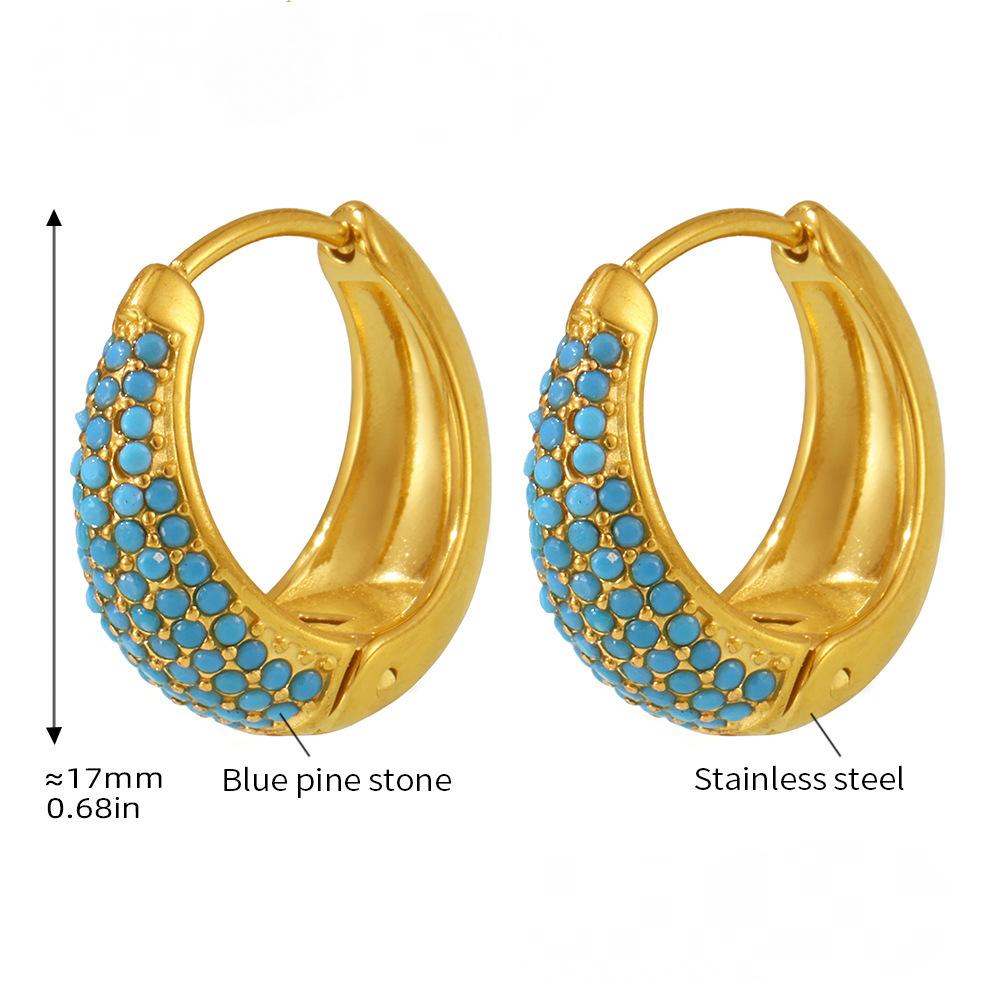 Blue Turquoise Rainbow Cubic Zirconia Huggie Earrings