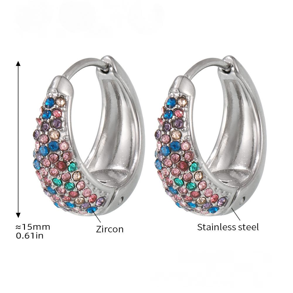 Blue Turquoise Rainbow Cubic Zirconia Huggie Earrings