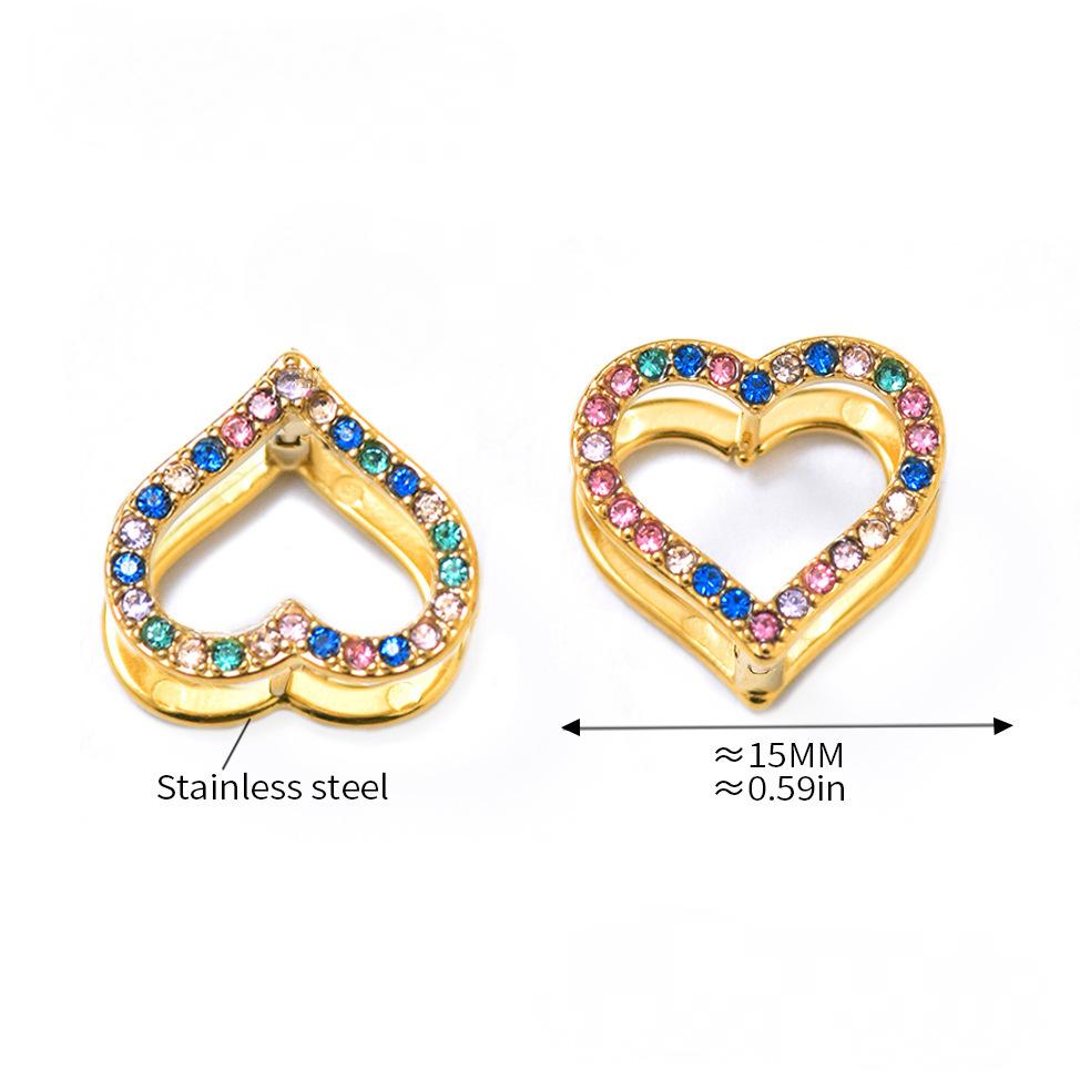 Stainless Steel Heart Double Sided Cubic Zirconia Earrings