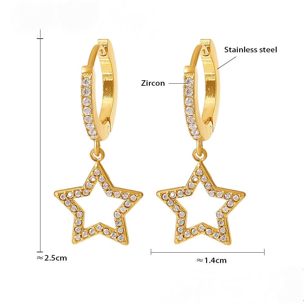 Boucles d'oreilles pendantes creuses en acier inoxydable avec zircone cubique