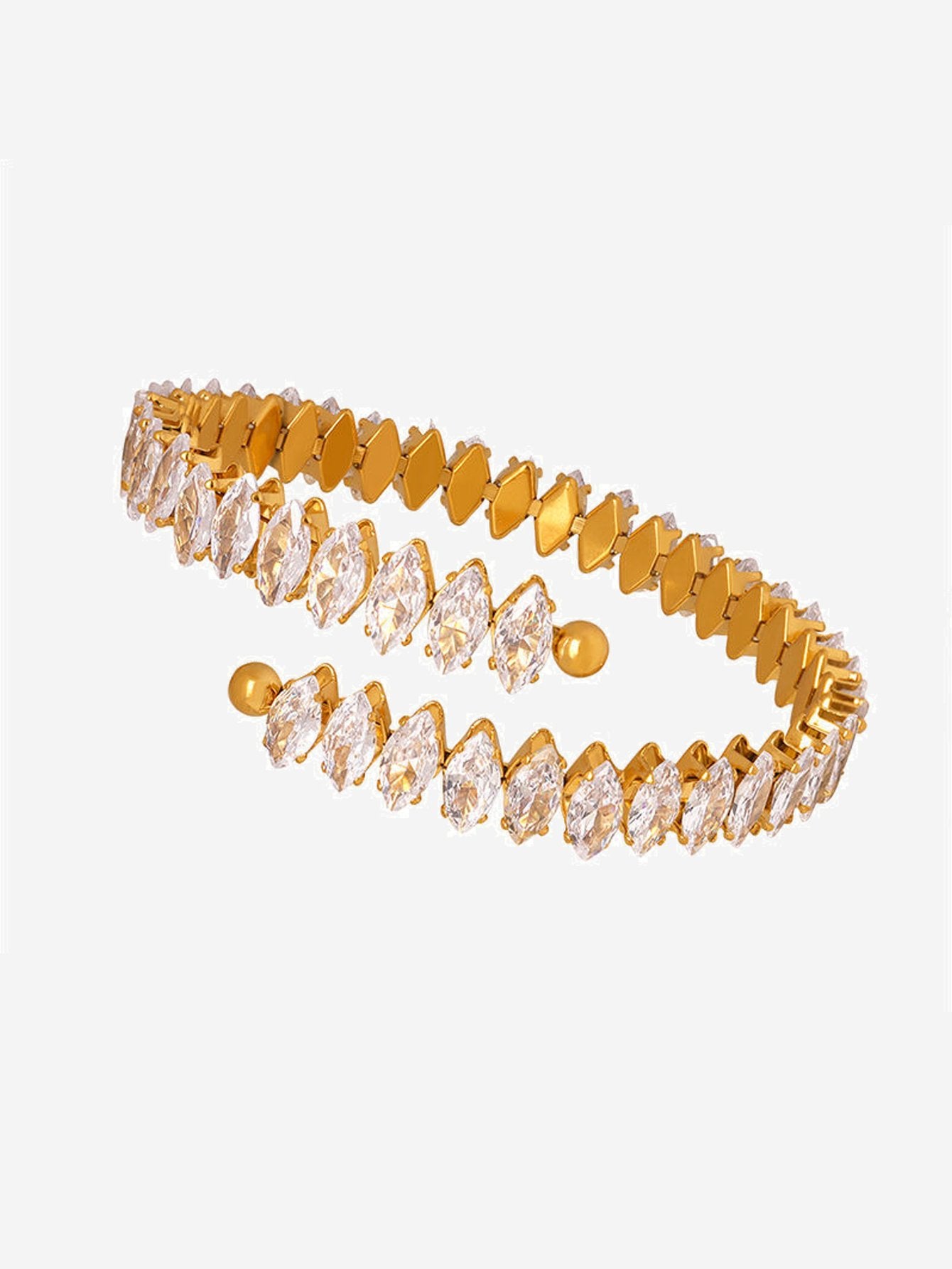 Brazalete con circonita cúbica y diamantes geométricos