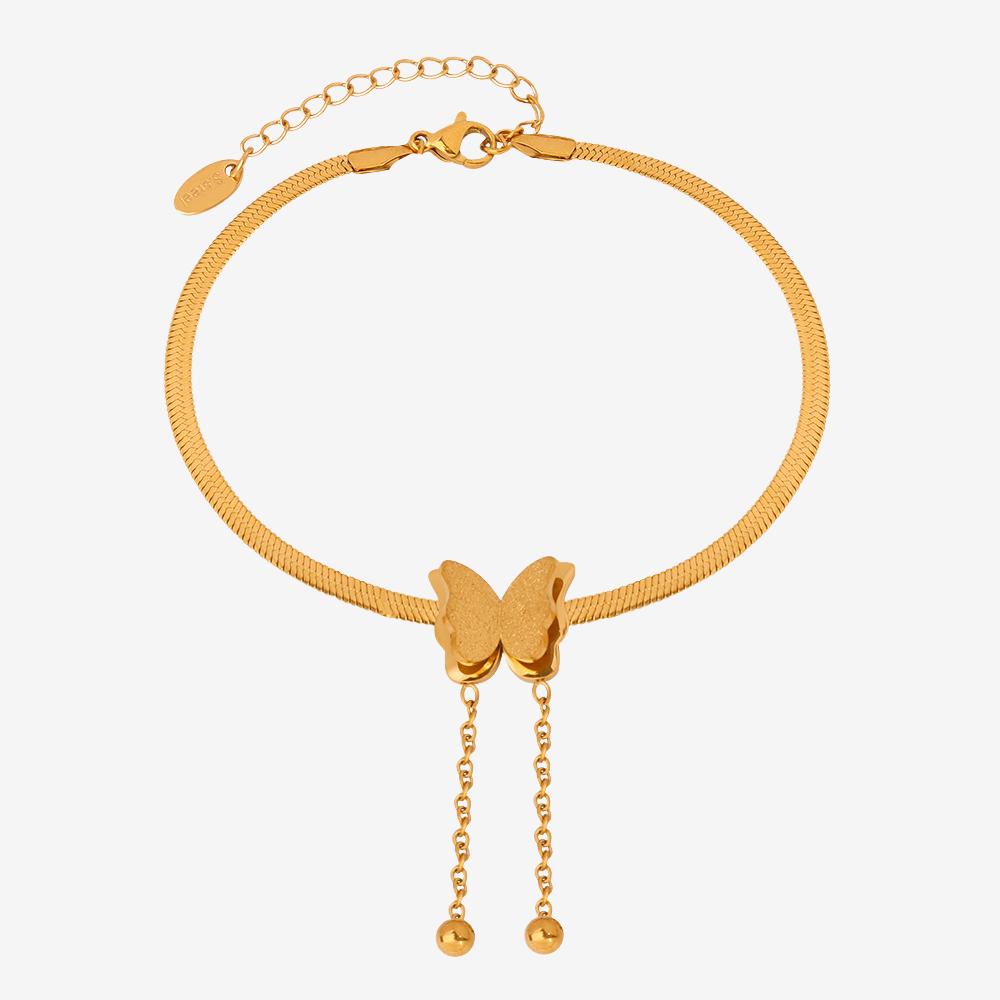 18K Gold PVD Butterfly Woven Stainless Steel Chunky Anklet