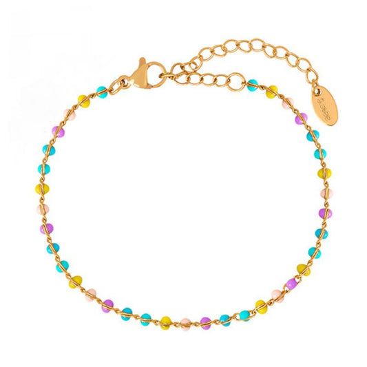 Stainless Steel Rainbow Beaded Bracelet