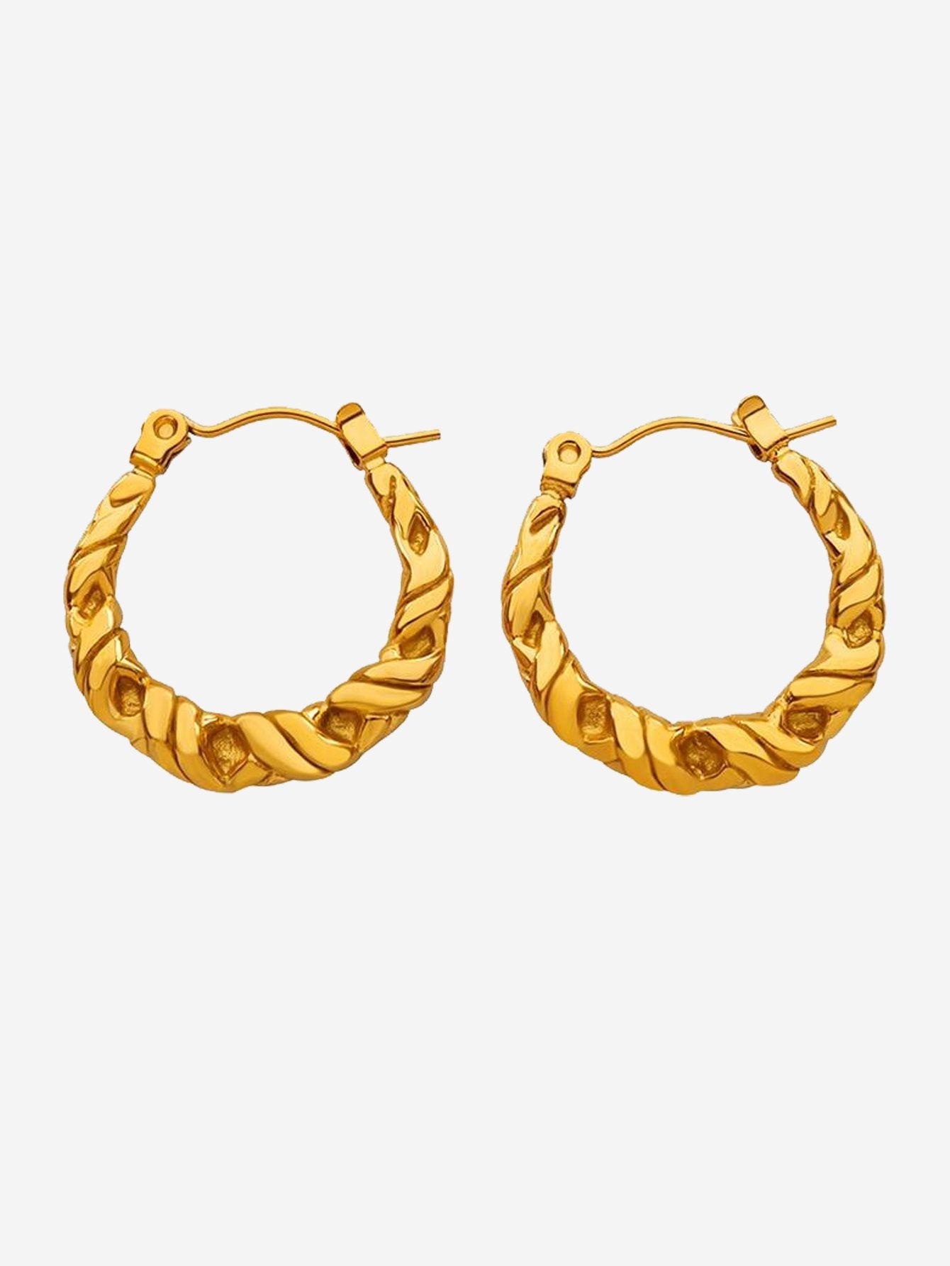 Boucles d'oreilles créoles torsadées en acier inoxydable