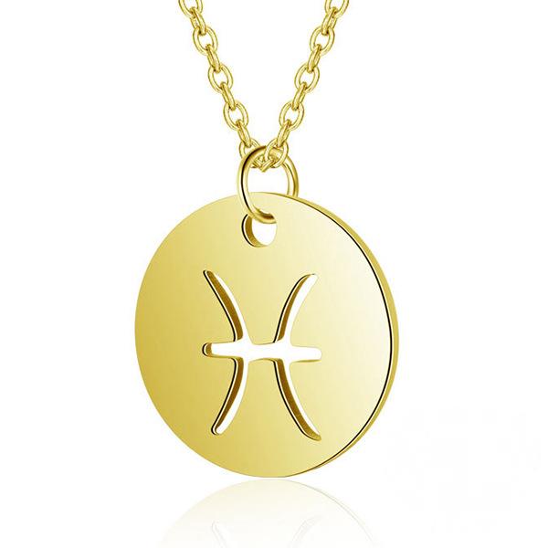 Hollow Round Pendant Zodiac Necklace