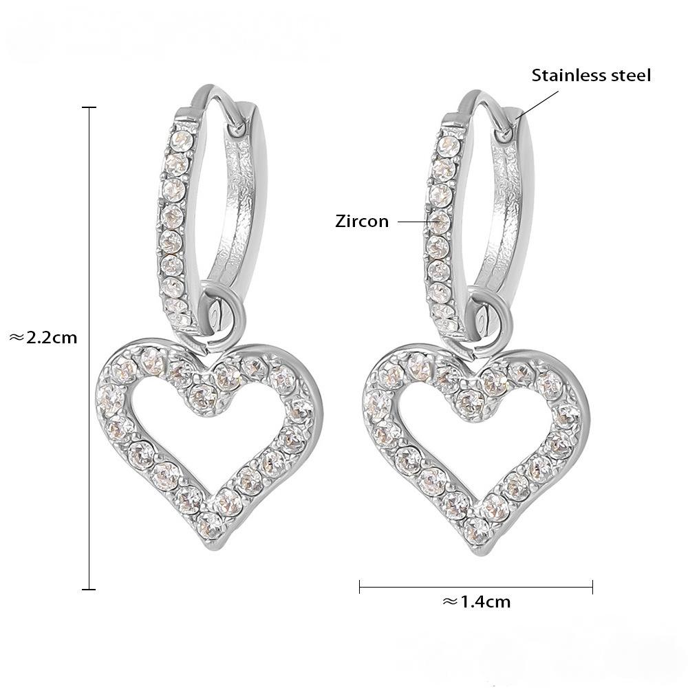 Boucles d'oreilles pendantes creuses en acier inoxydable avec zircone cubique