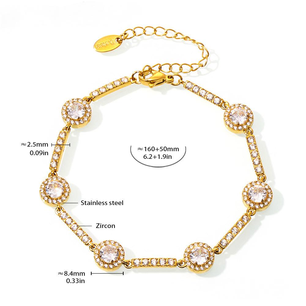 Stainless Steel Round Cubic Zirconia Bracelet