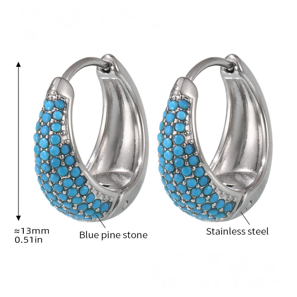 Blue Turquoise Rainbow Cubic Zirconia Huggie Earrings