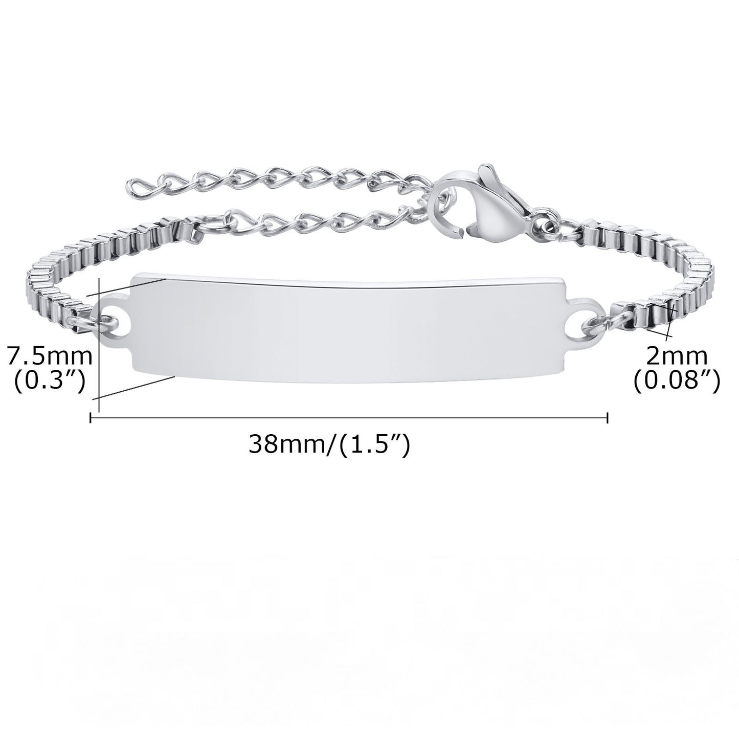 Women and Baby Curved Bar Box Chain Blank Bracelet for Gifts