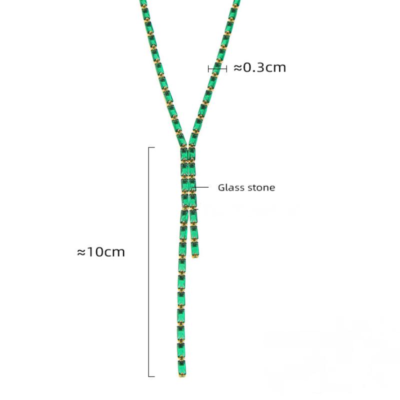 Stainless Steel Lariat Cubic Zirconia Necklace