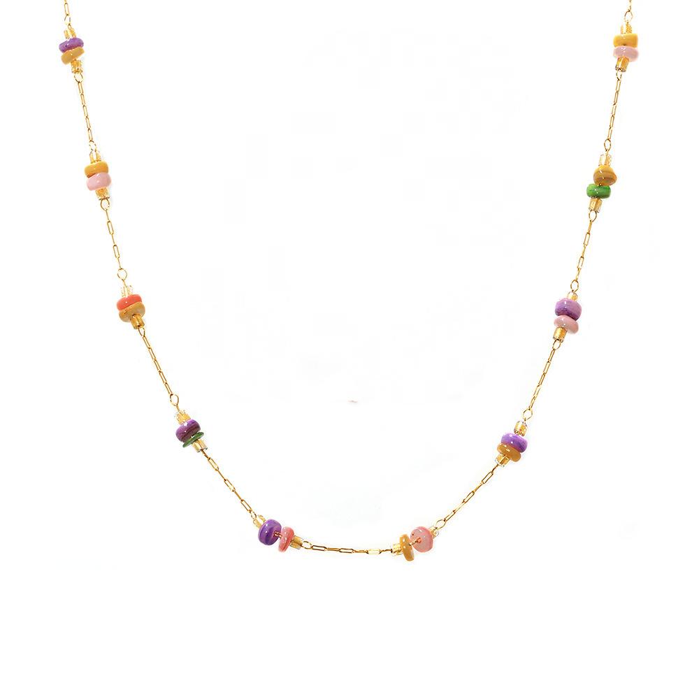 Stainless Steel Rainbow Beaded Necklace