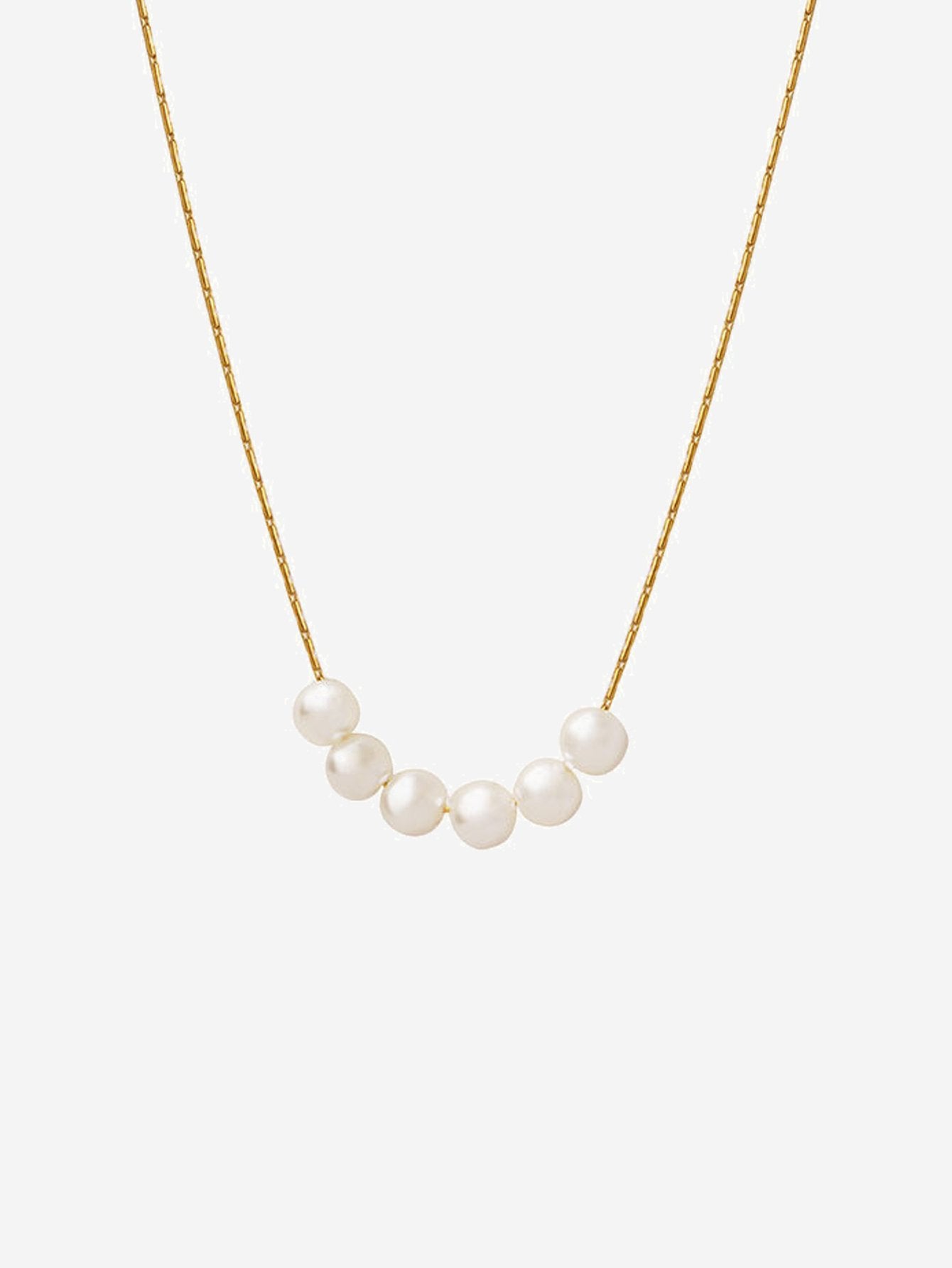 Stainless Steel Necklace With 6 Faux Pearls