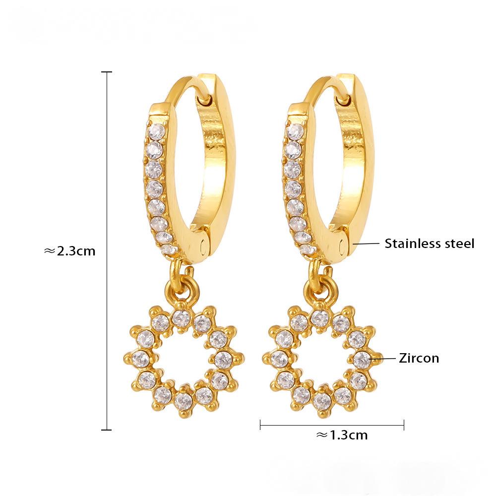 Stainless Steel Geometric Cubic Zirconia Drop Earrings