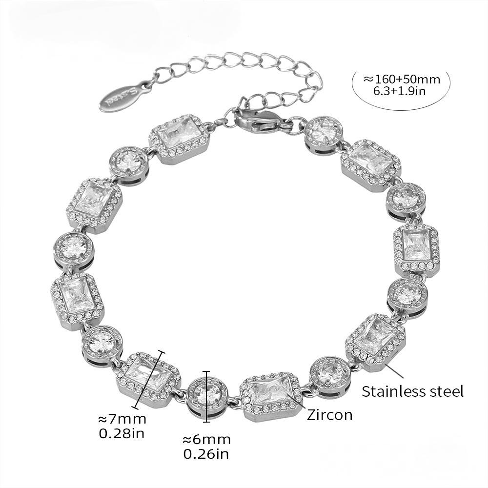 Stainless Steel Square Cubic Zirconia Bracelet