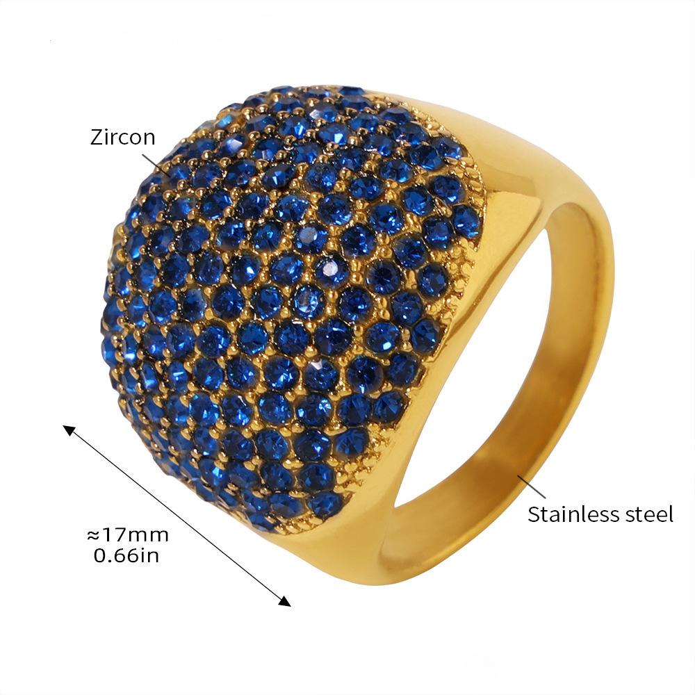 Bague en acier inoxydable avec zircone cubique et gypsophile