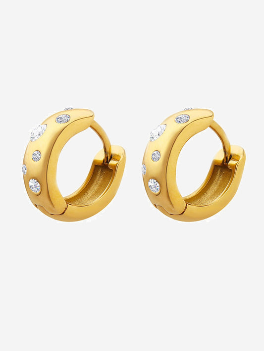 Inlaid Zircon Huggie Earrings
