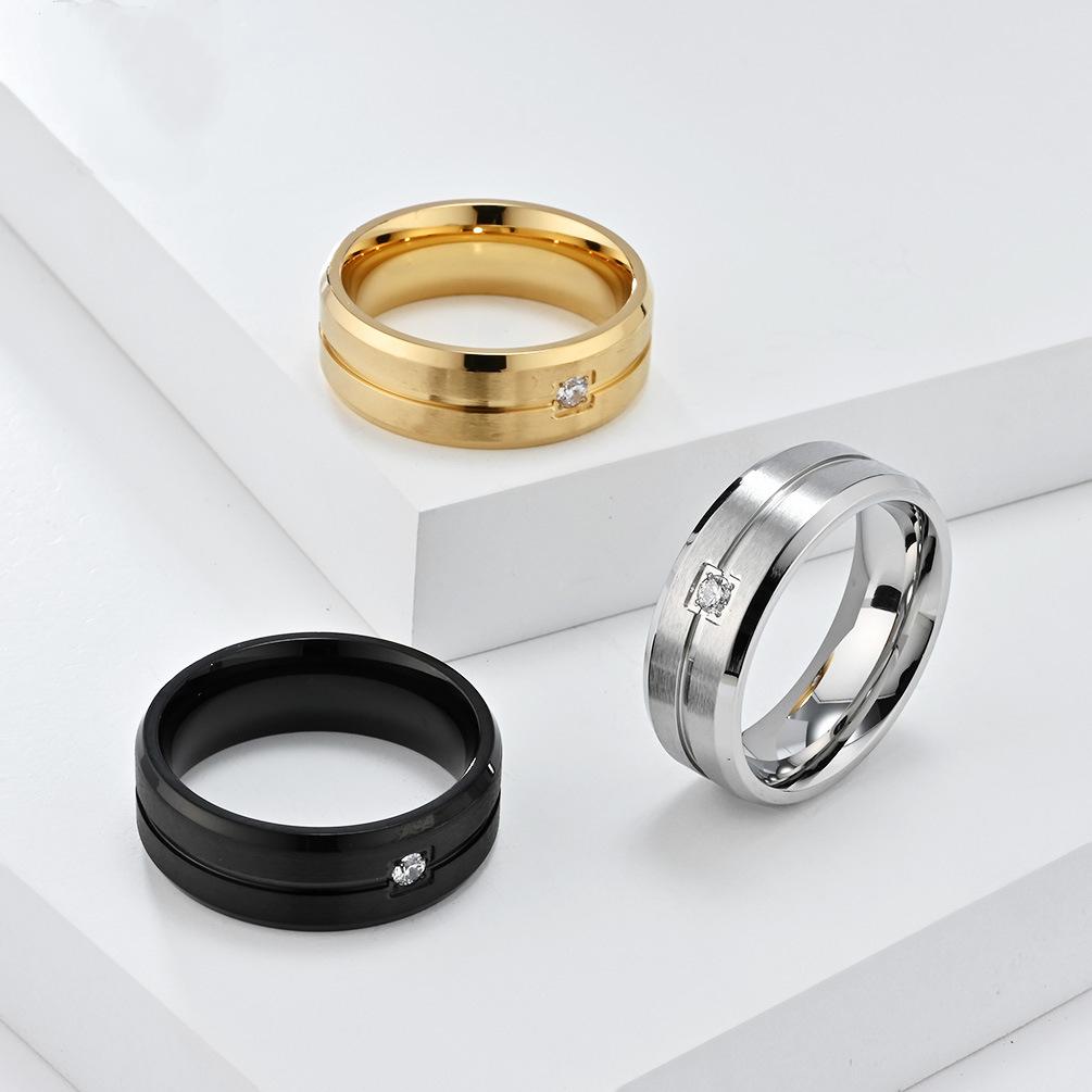 Center Fluted CZ Stainless Steel Blank Ring
