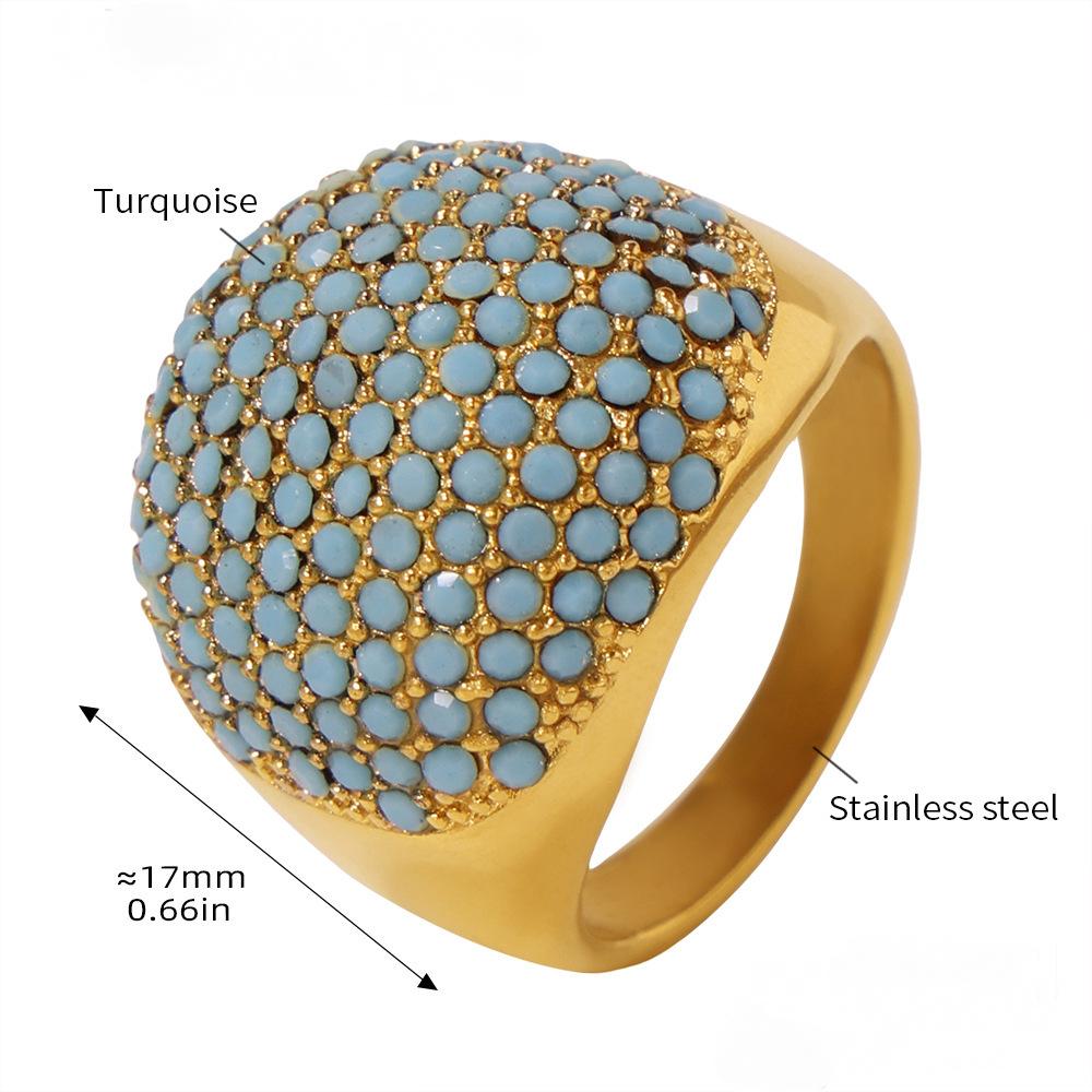 Bague en acier inoxydable avec zircone cubique et gypsophile