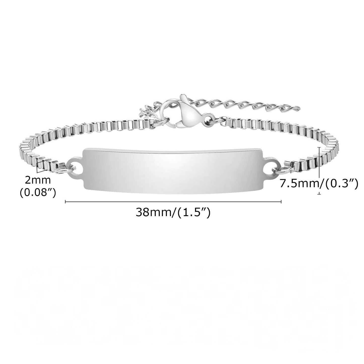 Women and Baby Curved Bar Box Chain Blank Bracelet for Gifts