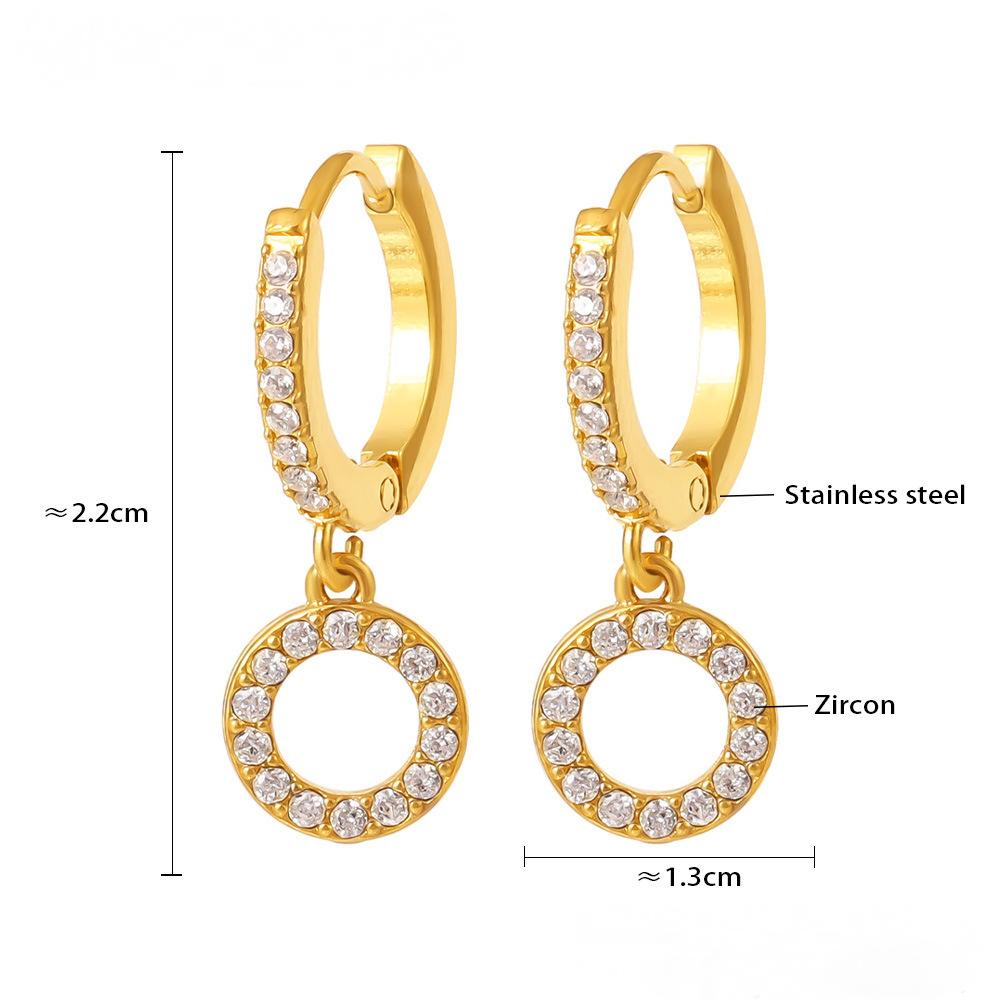 Stainless Steel Geometric Cubic Zirconia Drop Earrings