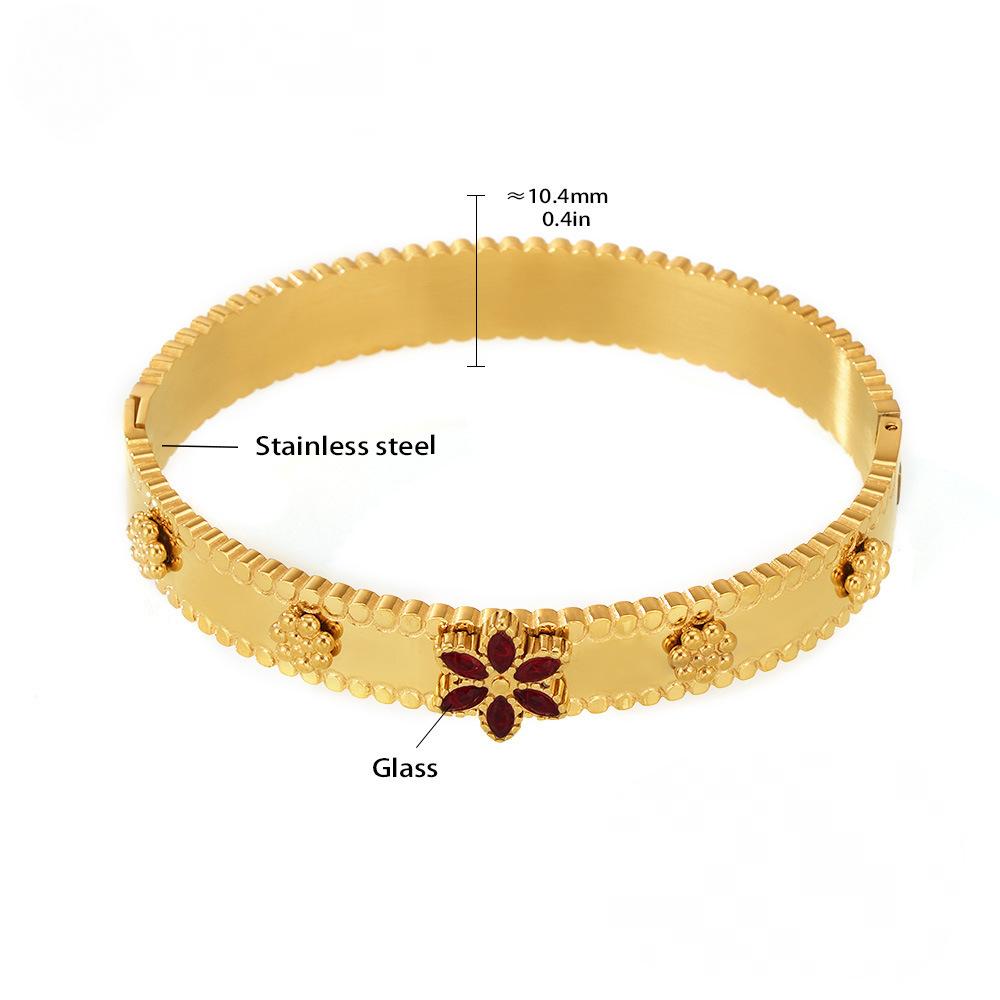 Stainless Steel Snowflake Shaped Cubic Zirconia Bangle Bracelet