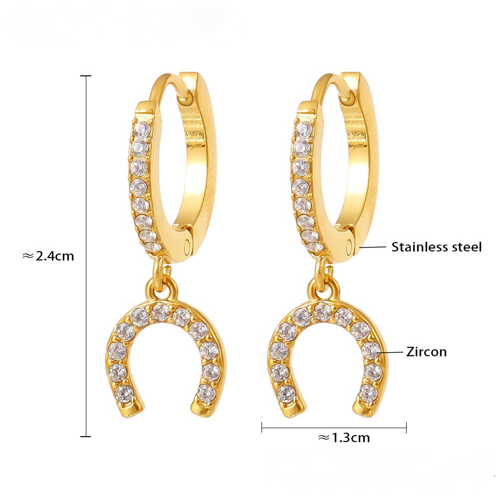 Stainless Steel Geometric Cubic Zirconia Drop Earrings