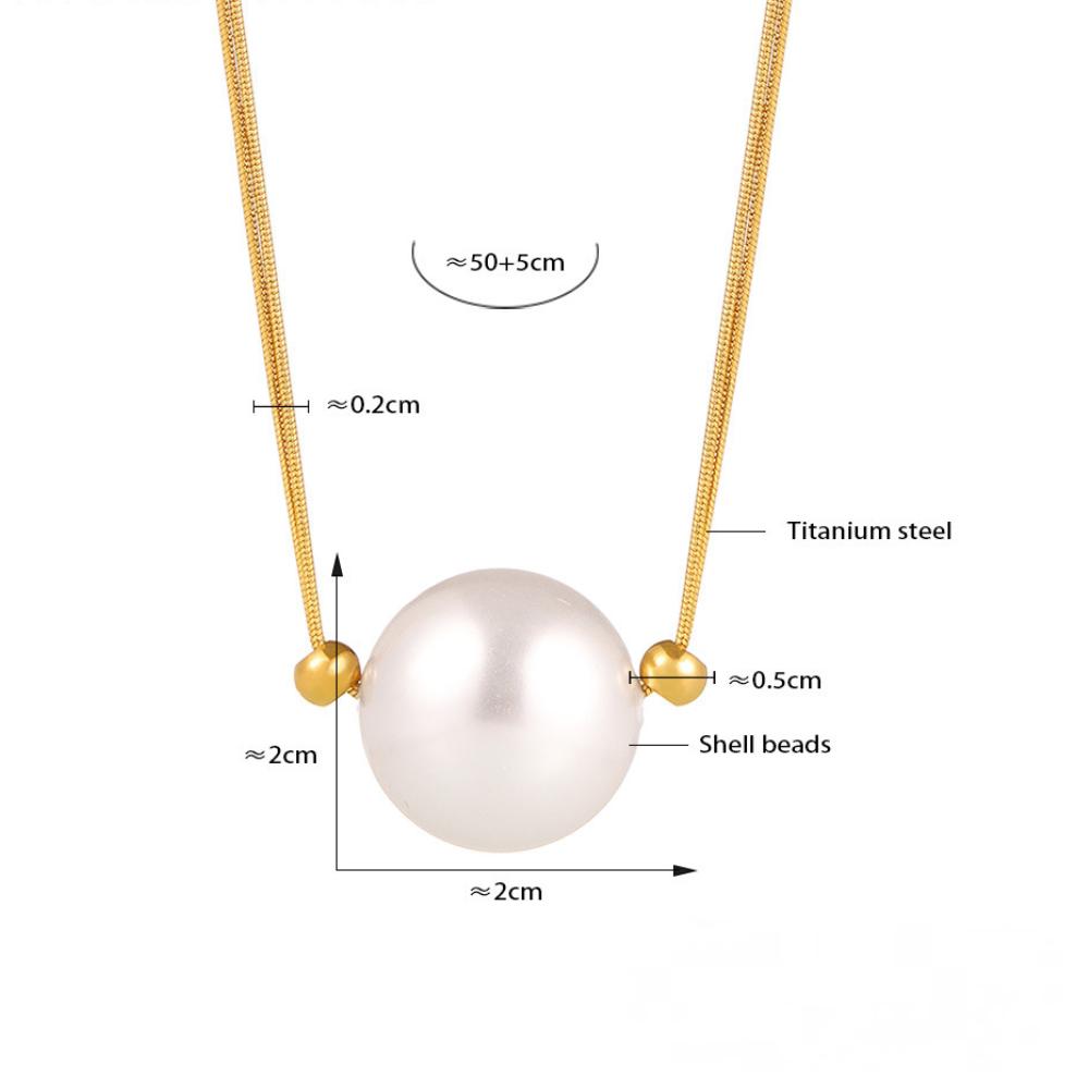 9mm Round Snake Chain Imitation Single Pearl Necklace