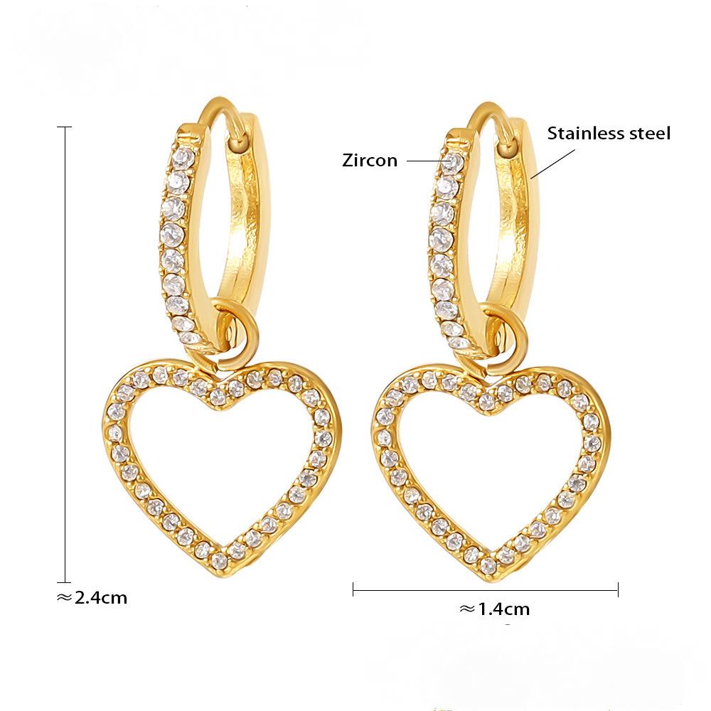 Boucles d'oreilles pendantes creuses en acier inoxydable avec zircone cubique