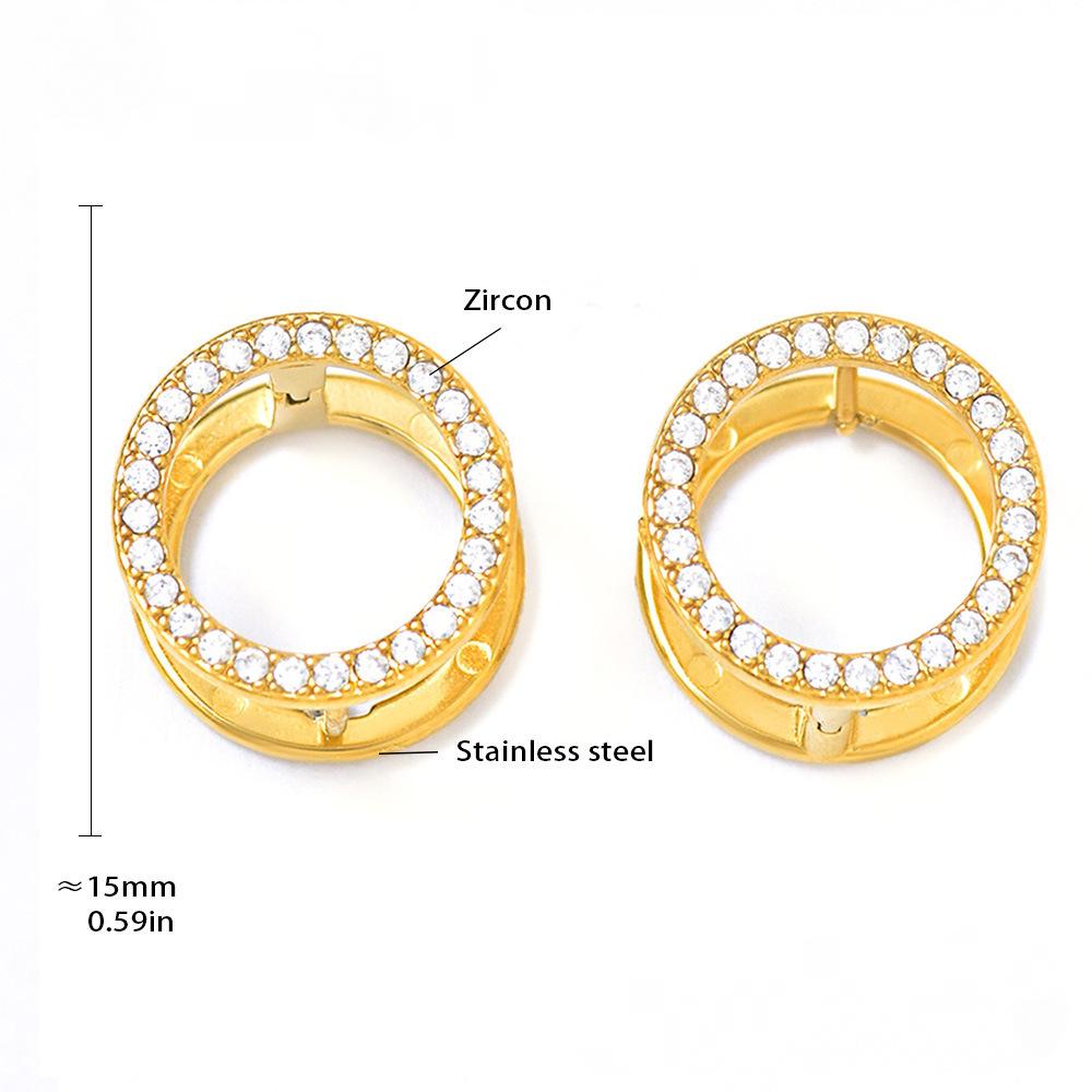 Boucles d'oreilles en acier inoxydable avec zircone cubique double face