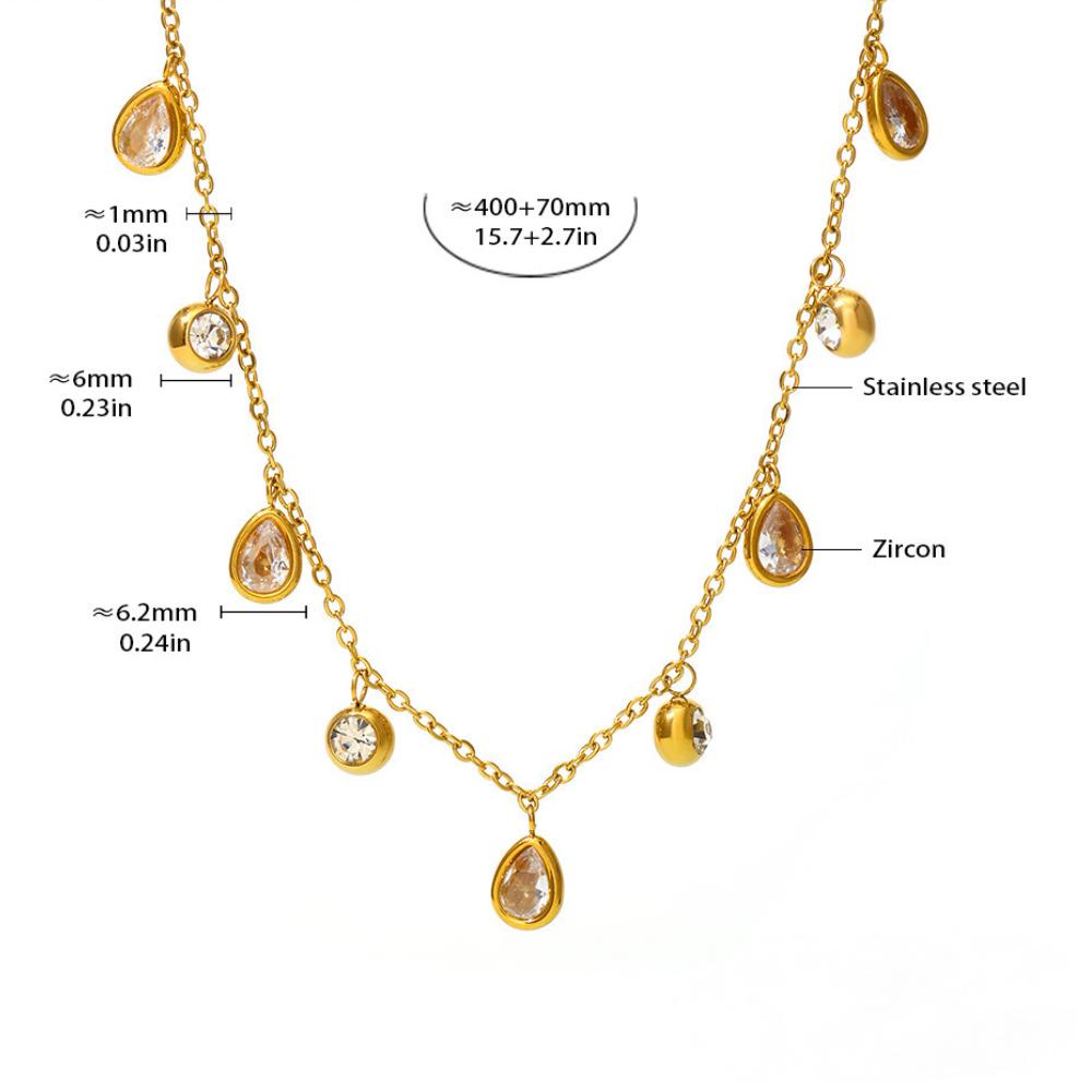 Water Drop Shape Tassel Cubic Zirconia Necklace