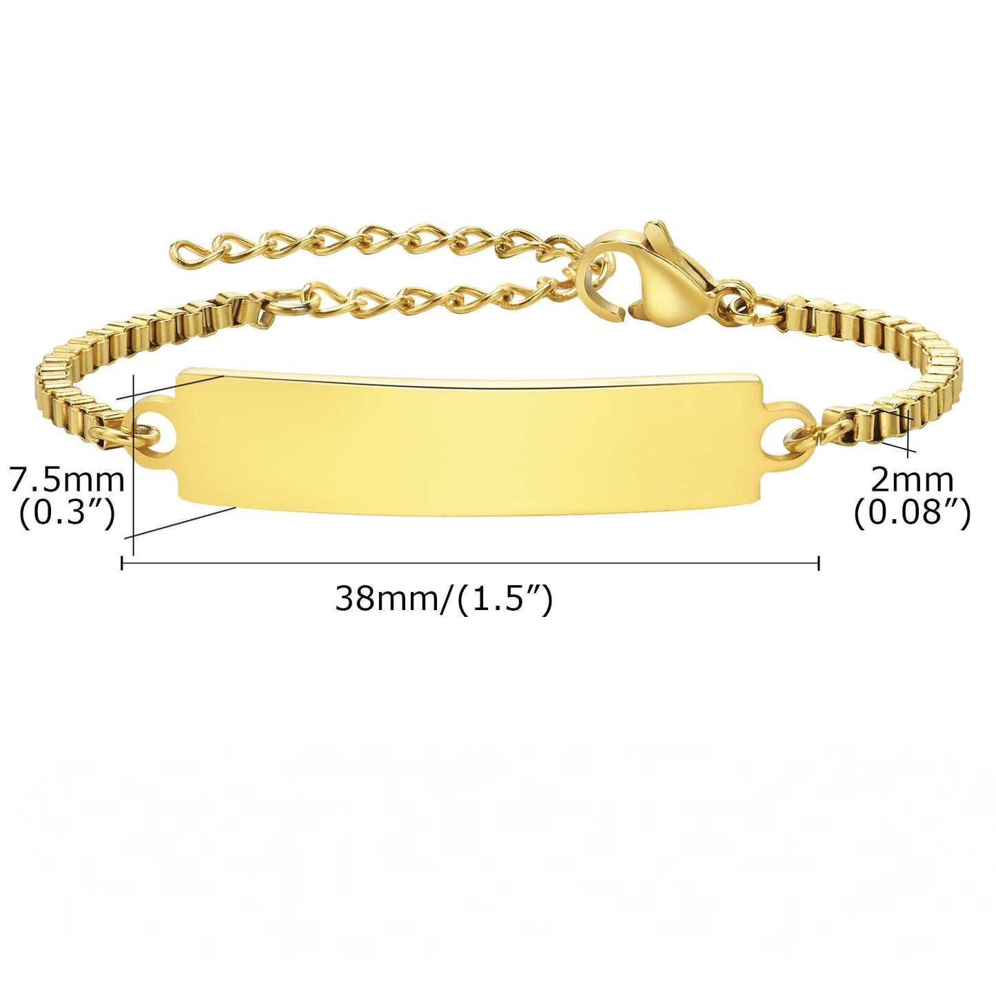 Women and Baby Curved Bar Box Chain Blank Bracelet for Gifts