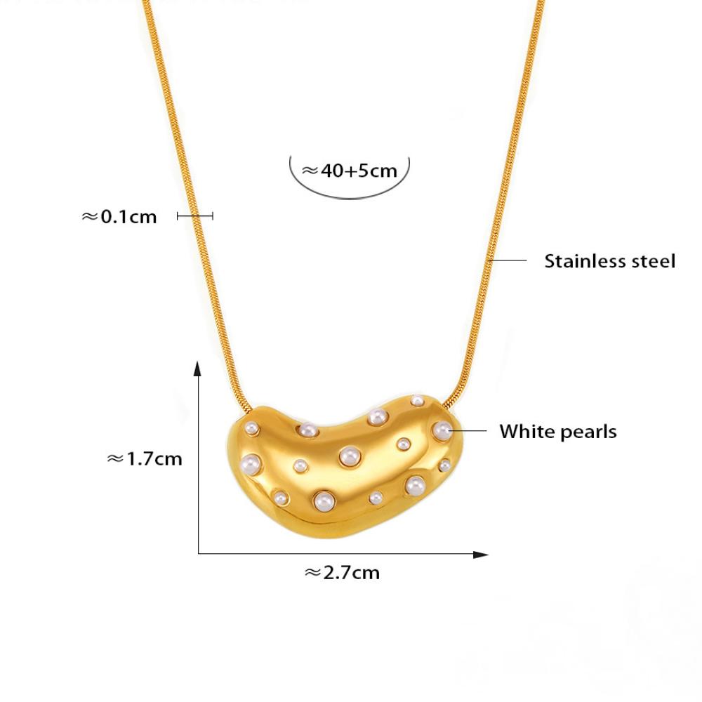 Stainless Steel Geometric Inlay Cubic Zirconia Pendant Necklace
