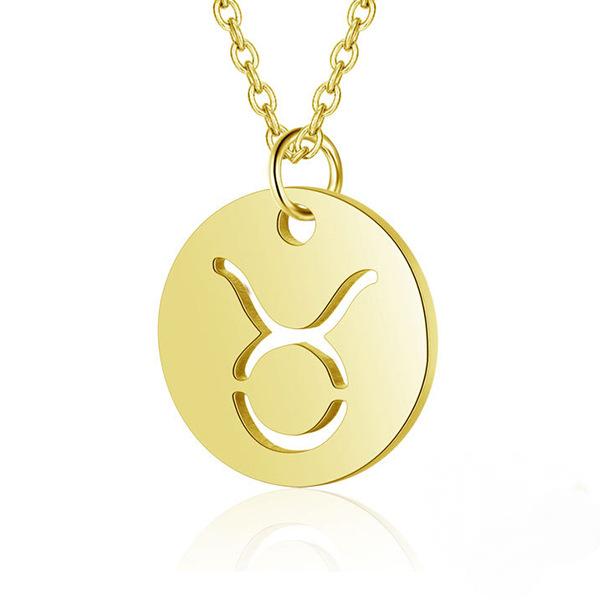 Hollow Round Pendant Zodiac Necklace