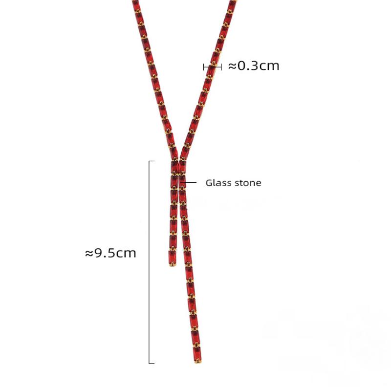 Stainless Steel Lariat Cubic Zirconia Necklace