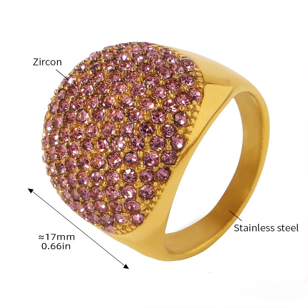 Bague en acier inoxydable avec zircone cubique et gypsophile