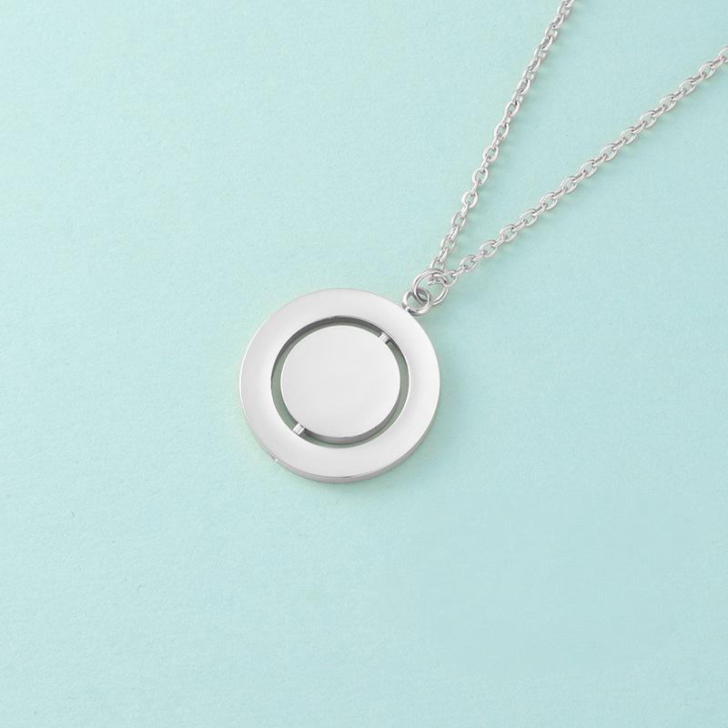 Rotatable Round Pendant Blank Necklace
