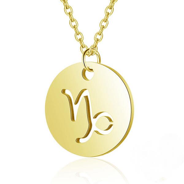 Hollow Round Pendant Zodiac Necklace