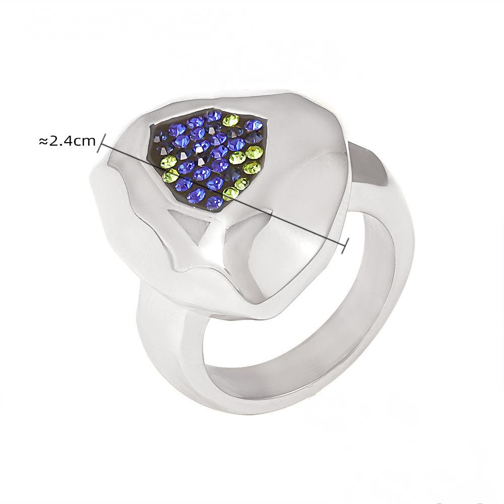 Bague en acier inoxydable à facettes multiples et zircone cubique