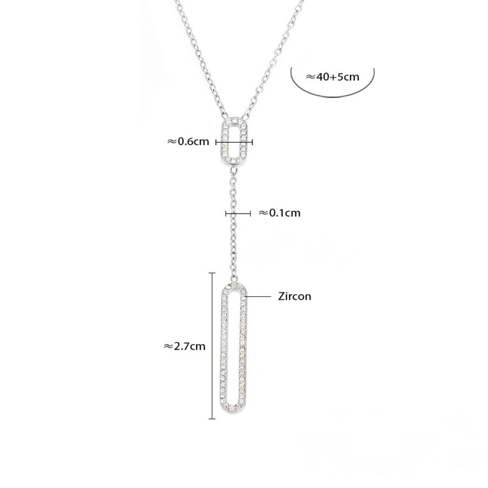 Hollow Rectangular Cubic Zirconia Layered Necklace