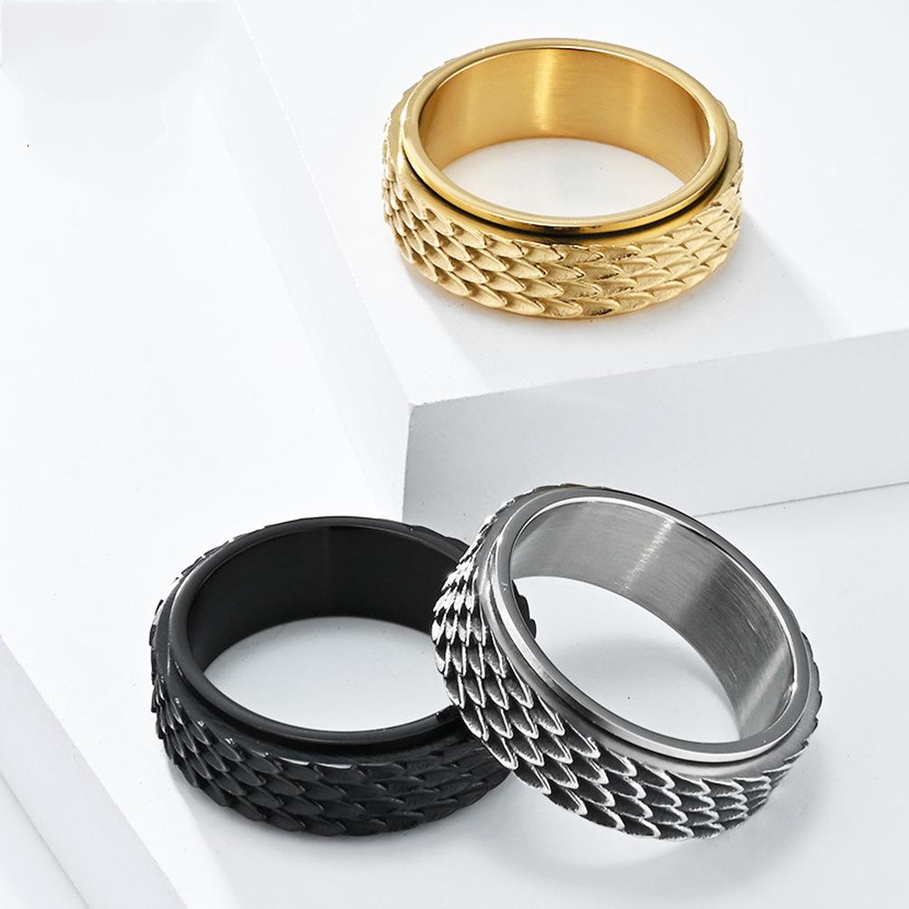 Dragon Scale Stainless Steel Spinner Ring