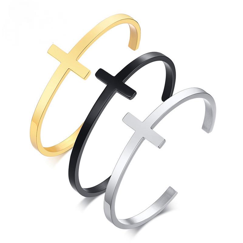 Stainless Steel Cross Blank Cuff Bracelets