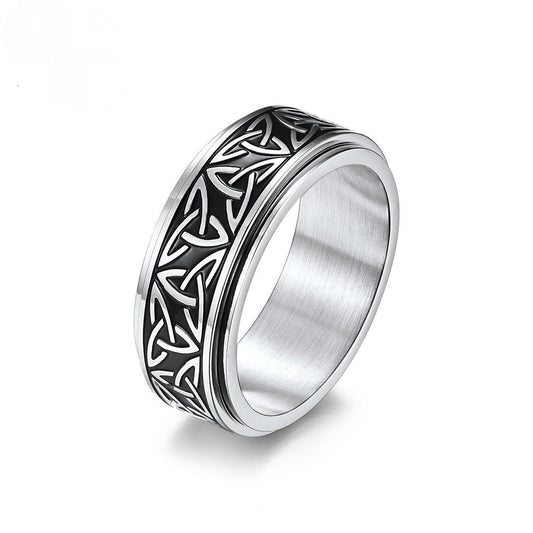 Celtic Knot Polished Stainless Steel Spinner Ring